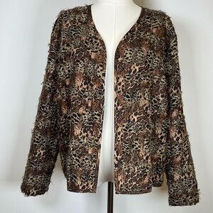 NWT Chico’s Women’s Size 1 (Medium/Size 8) Silk Open Front Jacket Animal Print